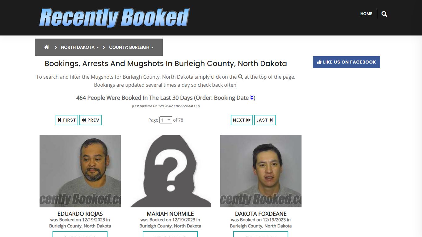 Bookings, Arrests and Mugshots in Burleigh County, North Dakota